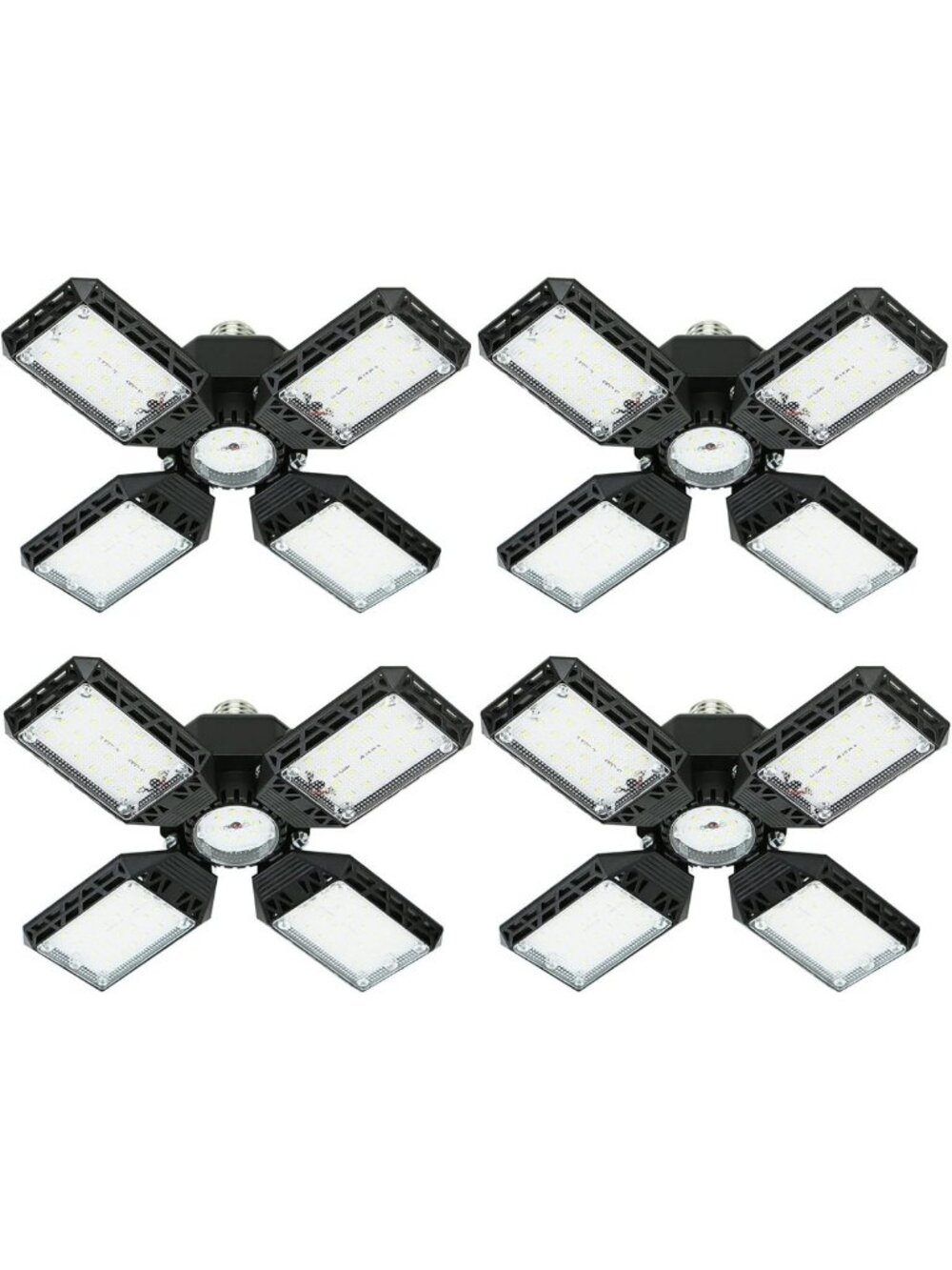 4-Pack 150W Deformable LED Garage Lights, 15000LM, Adjustable Panels for
